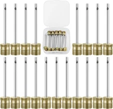 20 Pack Brass Ball Pump Needles with Storage Case - Heavy Duty No 20 