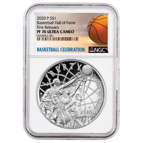 2020-P $1 Basketball Hall of Fame Silver Dollar Proof Coin NGC PF70 FR