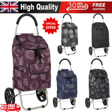 BIG WHEELS LARGE SHOPPING TROLLEY 38L FOLDABLE LIGHTWEIGHT BAG CART COMPASS UK