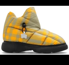 NIB Burberry Pillow Hunter Yellow Check Padded Logo Drawstring Boots 45