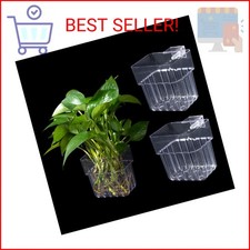 Aquarium Plant Holder,2Pack Transparent Hanging Pot for Fish Tank Aquatic Plant