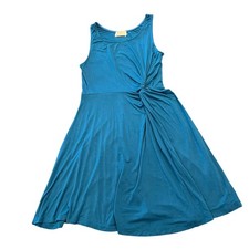 Everly Women Teal Blue Side Knot Sleeveless Fit and Flare Dress DR7212 Small