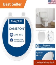 Cameron Elongated White Toilet Seat - Non-Slip Wood, Easy Clean Durable