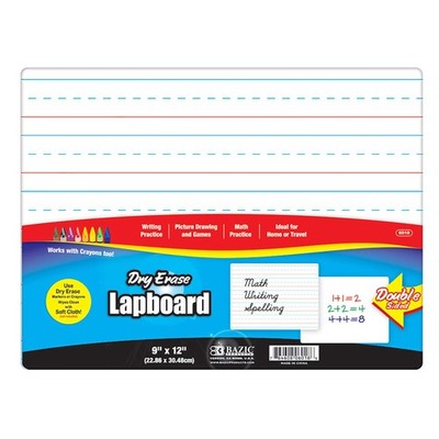 BAZIC Products 9in x 12in Double Sided Dry Erase Lap 1-Pack, White Board