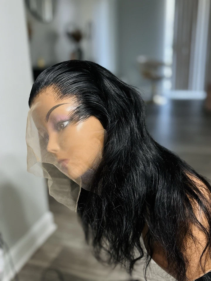 20 Inch Human Hair Wig 13x4 Lace Front Natural Black - Image 2 of 4