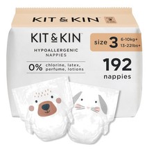 Baby Nappies Size 3, Pack of 192, Hypoallergenic, Leakproof, Plant-Based, Unisex 0.48 per nappy