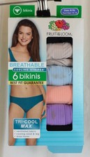 Fruit of the Loom Women's Breathable Underwear 6 Bikinis Size 8/XL