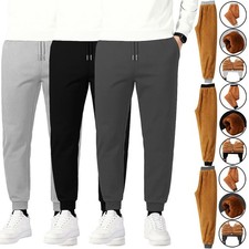 Mens Fleece Lined Sherpa Joggers Winter Warm Thermal Jogging Bottom Gym Trousers