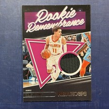 2021-22 Panini NBA Hoops Rookie Remembrance TRAE YOUNG  #RR Game Worn Relic Card. rookie card picture