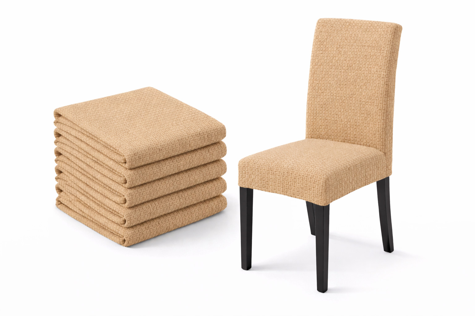 Covers Beige Tan Jacquard Stretch Spandex Chair Slipcover