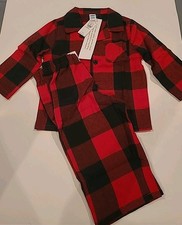 NWT 18-24 mos Unisex Toddler Flannel Pajamas Old Navy Red Black Buffalo Plaid PJ