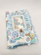 VTG 90s Handmade Puffy Lace Fabric Baby Photo Album Teddy Bear 90s