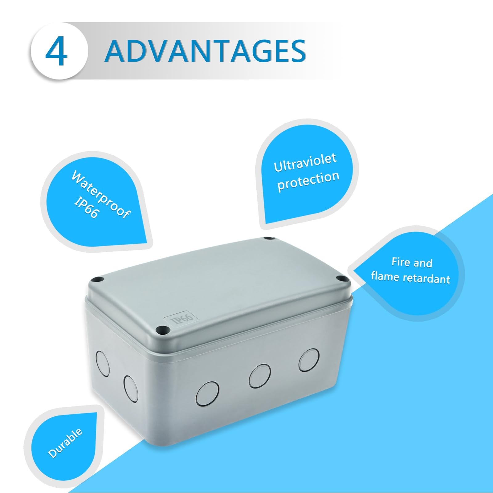  Waterproof Electrical Box,6PK Outdoor Junction Boxes, IP66 External Electrical