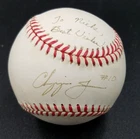 Chipper Jones "To Nick" Braves Signed ONLB Baseball Black Pen Auto Sweet Spot