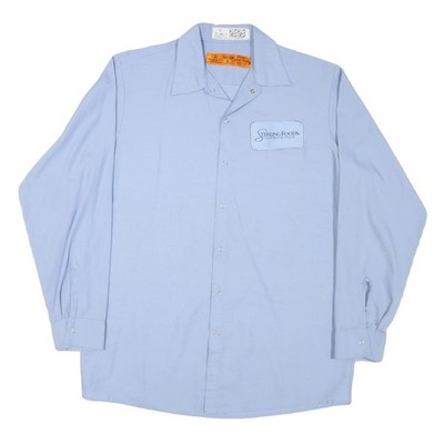 RED KAP Herren Blau Workshirt L Logo Button-Up Langarm Robust Baumwollmischung