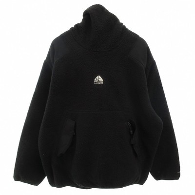 Supreme Nike Acg Fleece Pullover Hoodie Boa Logo Embroidery Xl Black
