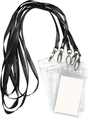 Lanyard with ID Holder 50 Pcs Waterproof Name Tag Vertical Badge ID Card Holders