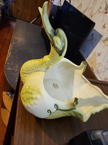 Vintage 1950s Hulls Pottery Chartreuse Green Goose Planter