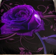NEW 3D Purple Rose Duvet with 2 Pillow Shams Full size Reversible
