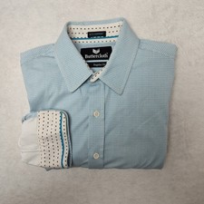 Buttercloth Dress Shirt Mens Medium Blue Geometric Icy Stretch Regular Fit Work
