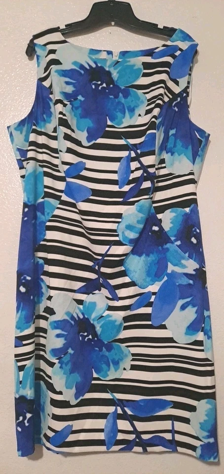 Платье миди-футляр Alyx женское размер 20 Вт разноцветное синее с цветочным узором без рукавов на молнии - Изображение 2 из 4