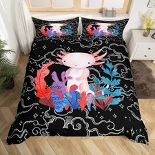 Cute Axolotl Bedding Set Full Size for Kids Boys Bedroom Cartoon Salamander B...