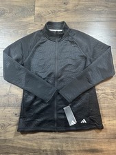 Adidas Warm Up Pattern Jacket Womens Size Medium Black Full Zip 3 Stripe