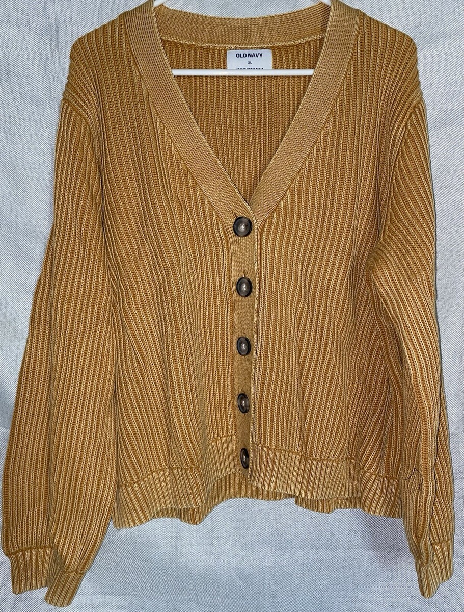 Old Navy Mustard Yellow Shaker Stitch Cardigan Sweater for Women