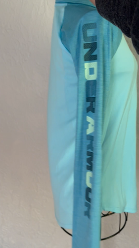 Under Armour Hoodie Youth Large HeatGear 1/4 Zip Blue Long Sleeve Loose Fit - Video 1 of 1