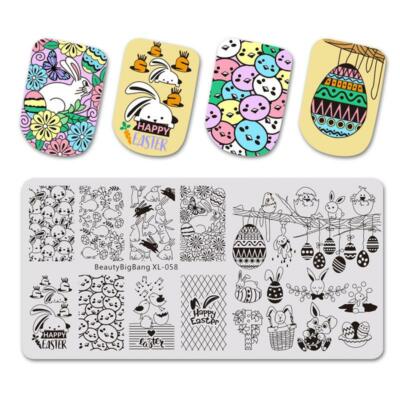 Nail Art Stempelplatte Bild Deko Osterhase Hasen Küken (XL058)