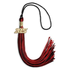 Endea Graduation Black/Red Mixed Color Tassel With Gold Date Drop
