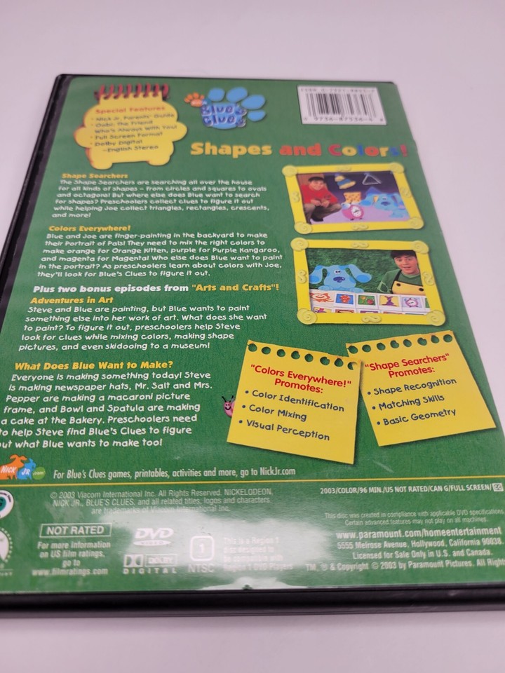 Blue's Clues Shapes and Colors! (DVD, 2003) 97368753648 eBay