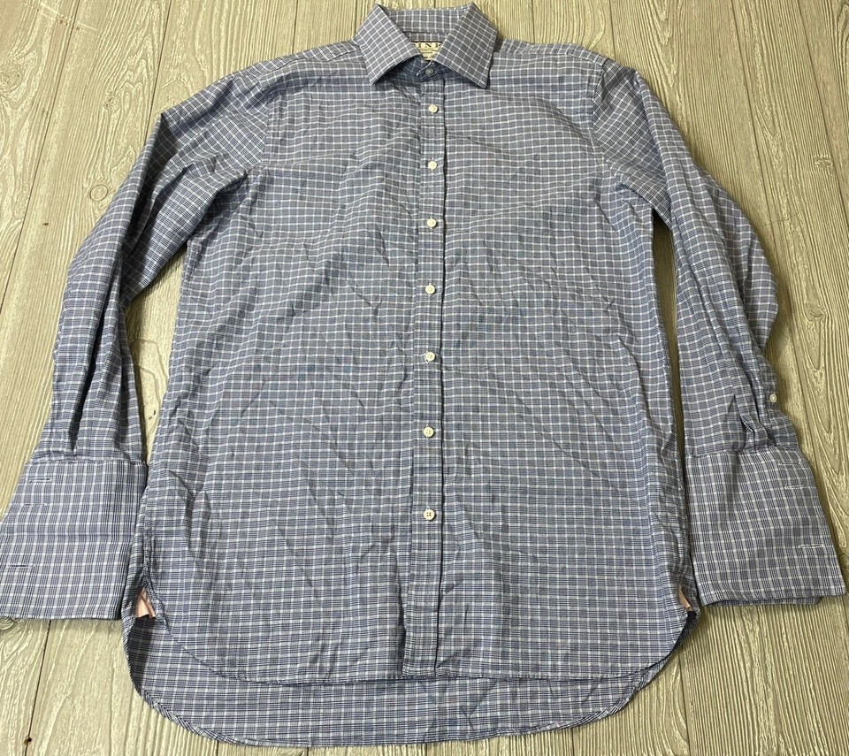 Thomas PINK Men's Prestige French Cuff Dress Shirt Houndstooth Size 16