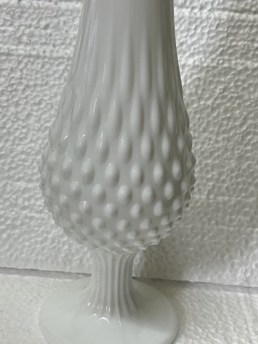 Vintage Fenton Swung Vase Hobnail White Glass 14.25" Tall Marked Fenton - Picture 4 of 6