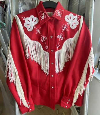 Chemise western vintage H Bar C california Ranchwear années 60 franges pearlsnaps - Photo 1/4