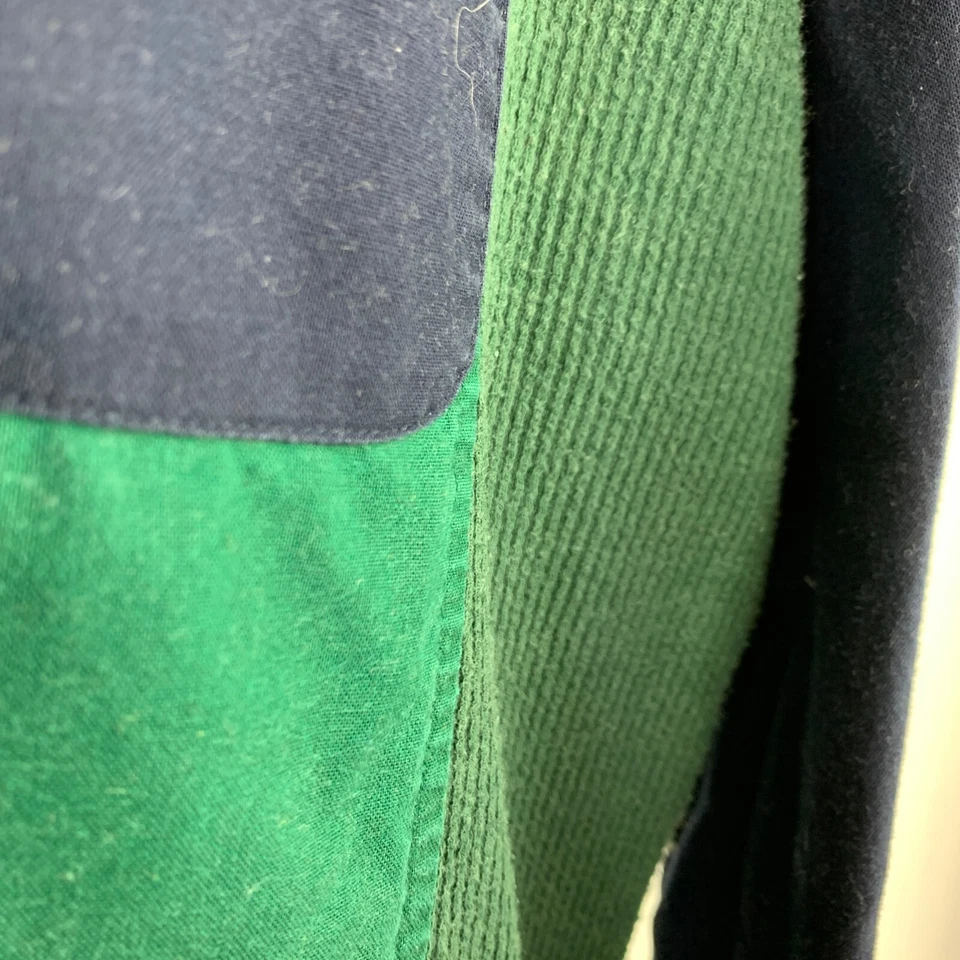 Винтажный Alexxus мандарин воротник зеленый синий Colorblock длинным рукавом рубашка большой - Изображение 2 из 4