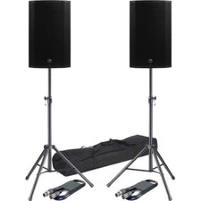 2 Mackie Thump215xt 1400w Boosted 15" Powered Speaker & Mr Dj Speaker Stand & 12