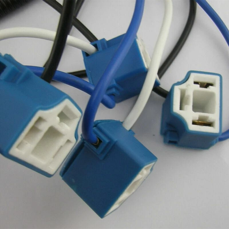 Ceramic H4 Headlight Relay Wiring Harness 4 Headlamp Light Bulb Socket Plug Play - Изображение 2 из 4