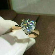 3.50Ct Lab Created VVS1 Diamond Solitaire Engagement Ring 14k Yellow Gold Finish