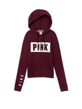 Vs Victorias Secret Pink Perfect Full Zip Hoodie Sweater Jacket Top Deep Ruby XS