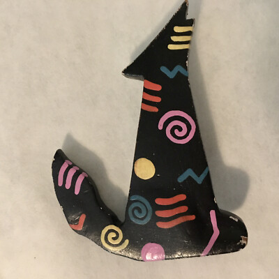 Howling Coyote Pin Brooch Southwest Handpainted Multicolor Artisan Vintage