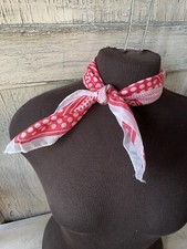 Vintage Sally Gee Red  White Polka Dot Sheer Rayon Blend Scarf Rockabilly flaws