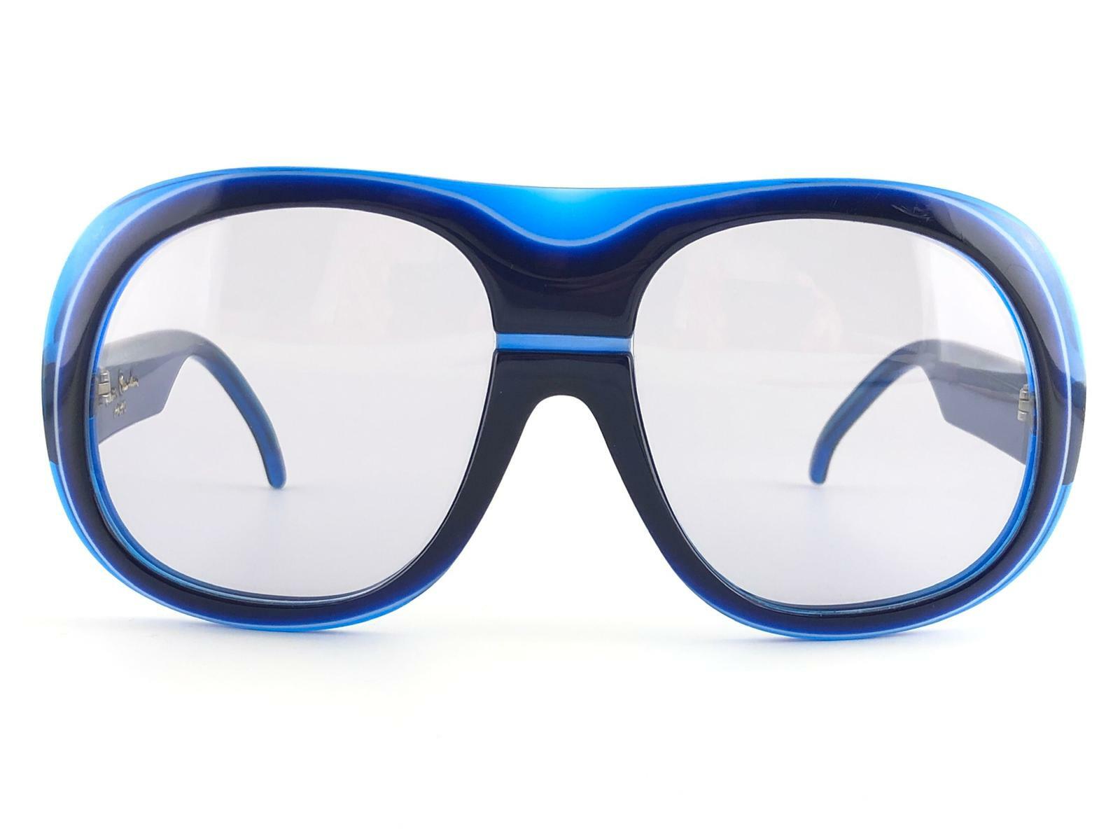VINTAGE PIERRE CARDIN ELECTRIC BLUE OVERSIZED 1970 COLLECTOR FRANCE SUNGLASSES