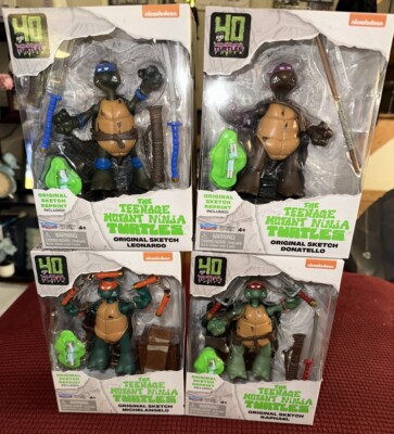 TMNT 40th Anniversary Ninja Turtles Original Sketch Figure SET Lot 4 New Mint