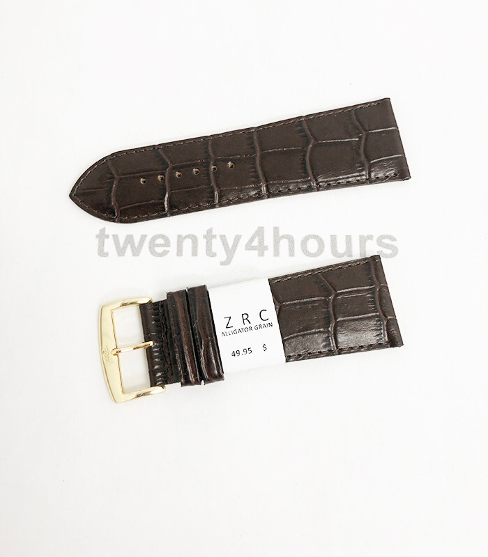 ZRC Genuine Calf Leather in Brown Alligator Grain, Anti-Allergic Watch Band 30MM
