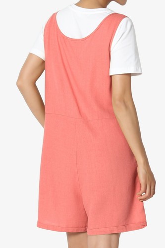 TheMogan Sleeveless Scoop Neck Pocket Cuffed Shortall Romper Short Overall - Picture 10 of 80