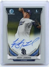 2014 BOWMAN DRAFT CHROME #BCA-ZL ZECH LEMOND AUTOGRAPH ROOKIE RC, PADRES, 121414