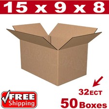 50- 15x9x8 Cardboard Boxes Mailing Packing Shipping Box 32ECT Corrugated Carton