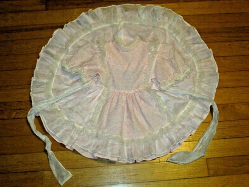 VTG Mini World Full Circle Pink Dress Sheer Ruffles & Lace Size 2T