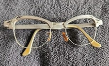 Antique B L 5.25 Alum Horn Rimmed Womens Eyeglass Frames Black Leaf Design